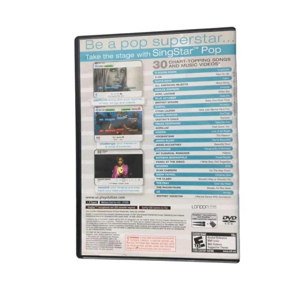 Singstar Pop Sony PlayStation 2 Game With Manual & Case